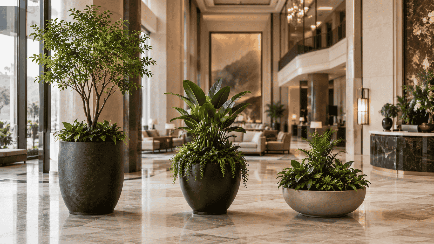 How Big Should an Indoor Planter Be for a Hotel Lobby?