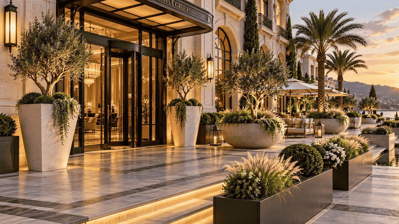 10 Creative Ways to Use Large Outdoor Planters Around Luxury Hotels